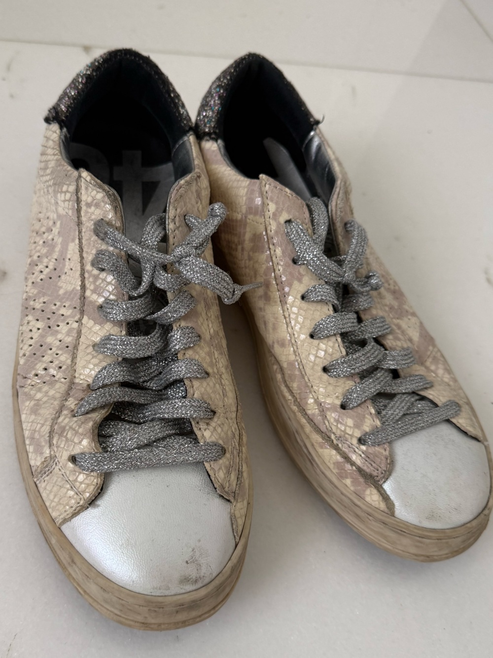 P448 beigey pink sneakers with silver laces